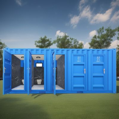 Contenedor de paquete plano de diseño moderno para el público en 20 pies de remolque móvil baño de acampada y más allá de su imaginación