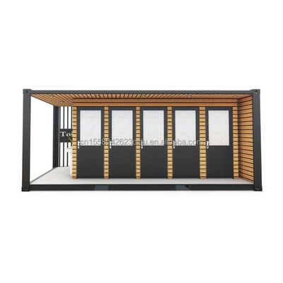 Baño exterior Contenedor de envío modificado estilo 20ft o 40ft Hecho de acero y panel de sándwich con ventanas de aleación de aluminio