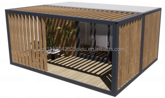 Casa de madera prefabricada de lujo de 20 pies con cocina baño y barbacoa al aire libre