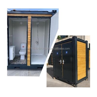 Cabina de baño móvil al aire libre con ducha de acero galvanizado y panel de sándwich