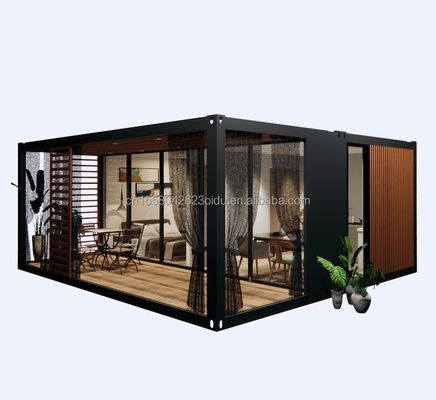 Casa de madera prefabricada de 20 pies de lujo de 2 dormitorios de diseño moderno cocina plegable baño y terraza exterior para vivir