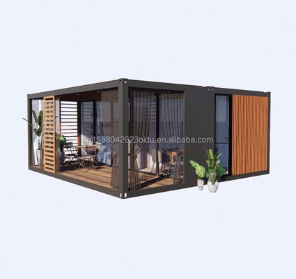 Casa de madera prefabricada de 20 pies de lujo de 2 dormitorios de diseño moderno cocina plegable baño y terraza exterior para vivir