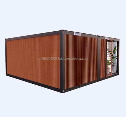 Casa de madera prefabricada de 20 pies de lujo de 2 dormitorios de diseño moderno cocina plegable baño y terraza exterior para vivir