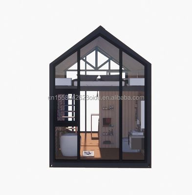 Casa móvil de madera desmontable con 50/75/100 mm de paredes de paneles de sándwich de onda y dormitorio de loft de diseño moderno incluido