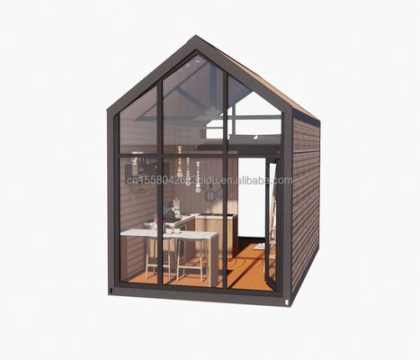 Casa móvil de madera desmontable con 50/75/100 mm de paredes de paneles de sándwich de onda y dormitorio de loft de diseño moderno incluido