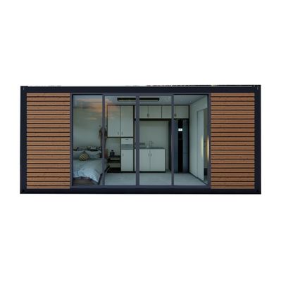 Pared 50/75/100mm Panel de sándwich de onda Luxo Casa de madera moderna Estructura de acero Embalaje plano Casa de contenedores para hotel