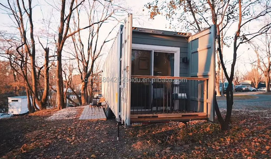 Transformación de contenedores de envío de 40 pies para una conveniente casa familiar dormitorio sala de estar cocina y baño incluidos