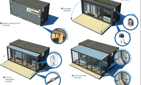 Color personalizado 20 pies Bar de contenedores de envío Casa prefabricada Tipo cajón de expansión de contenedores de casa de estar