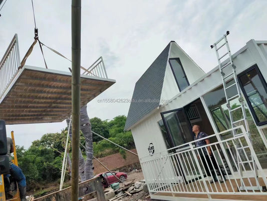 Cuadro de acero de hotel acero galvanizado de flexión de acero contenedor de embalaje plano para 20 pies clínica médica sala de aislamiento Casa de vidrio personalizada blanca