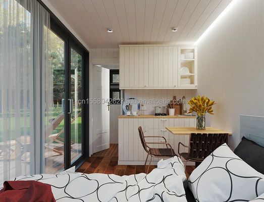 OEM 20 pies multifuncional de lujo de paquete plano casa de contenedores hogar con 50/75/100mm onda panel de sándwich pared