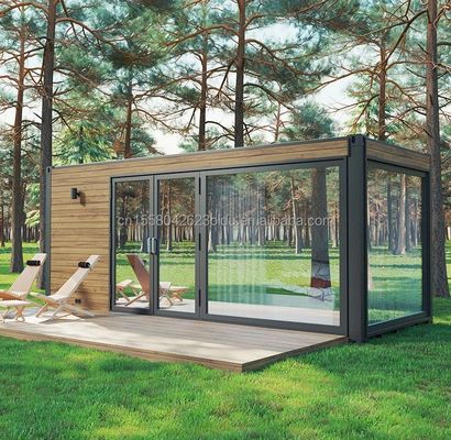 OEM 20 pies multifuncional de lujo de paquete plano casa de contenedores hogar con 50/75/100mm onda panel de sándwich pared